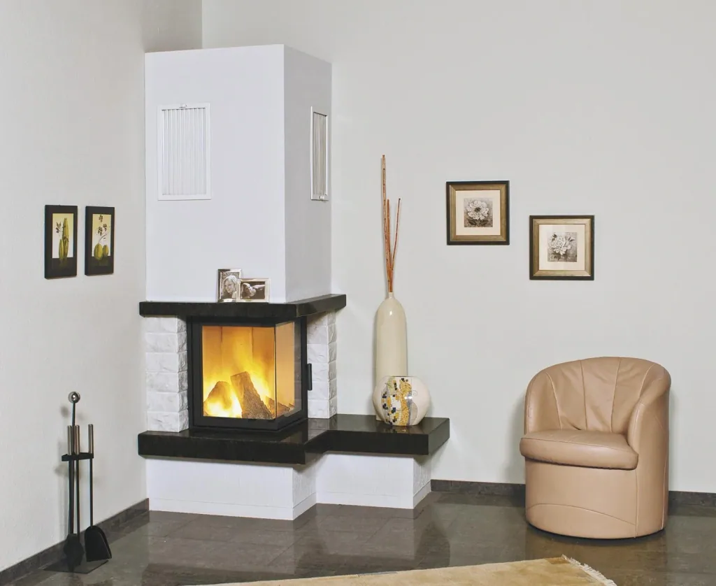 Heizkamin Nebraska Bank rechts Zeitbrand 4-8 kW royal-black/natur