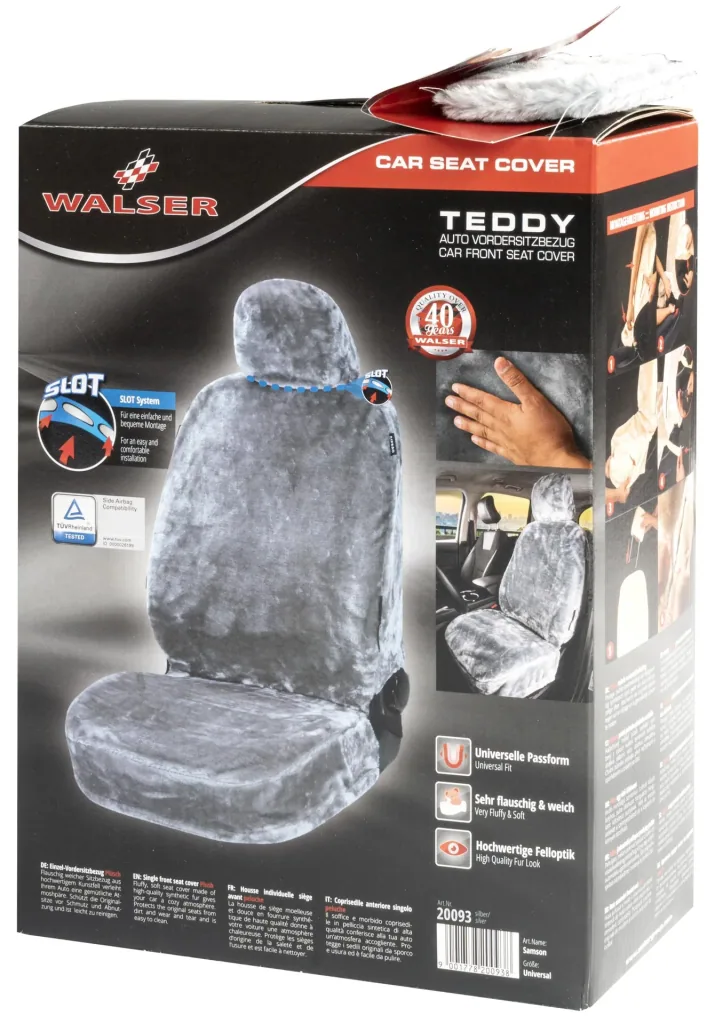 Autositzbezug "Teddy" - Kunstfell - silber