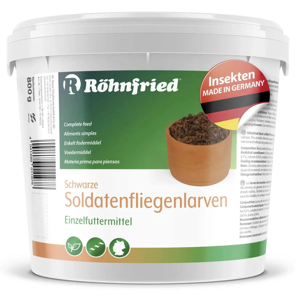 Soldatenfliegen-Larven, getrocknet, im Eimer, 800 g