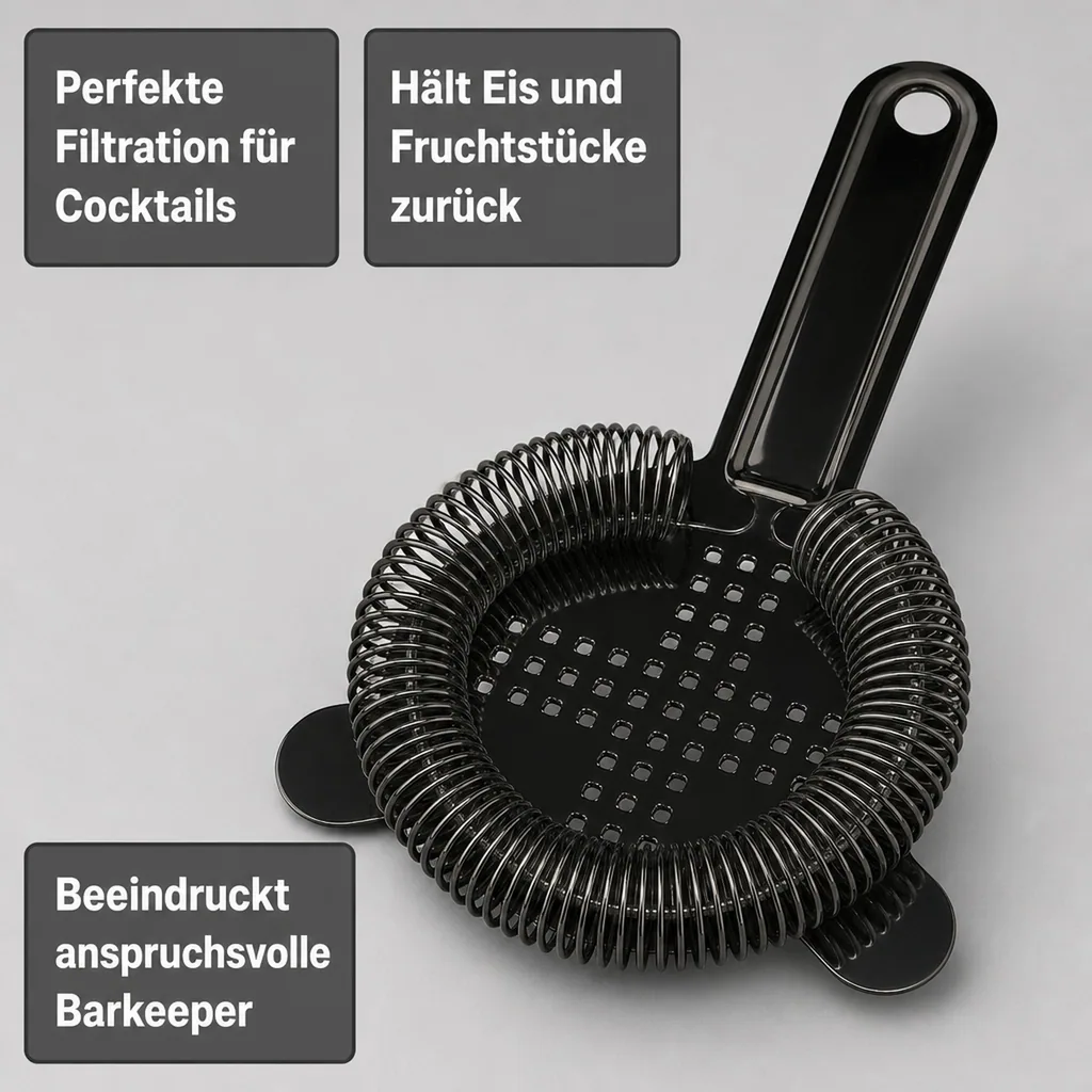 Julep Sieb, Julip Strainer - CROSS, Edelstahl 304 - GMB - Rotgussschwarz