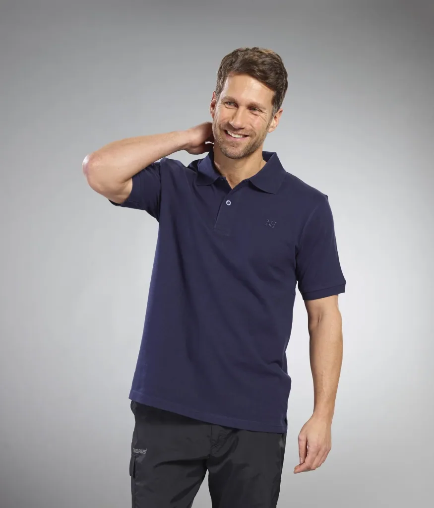 Poloshirt geknöpft, Farbe marine melange, Gr.M