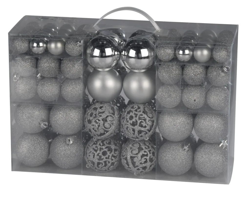 Weihnachtskugeln, silber, 100 Stück