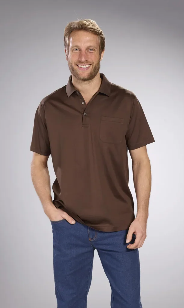 Poloshirt mit Knopfleiste, Farbe khaki, Gr.M