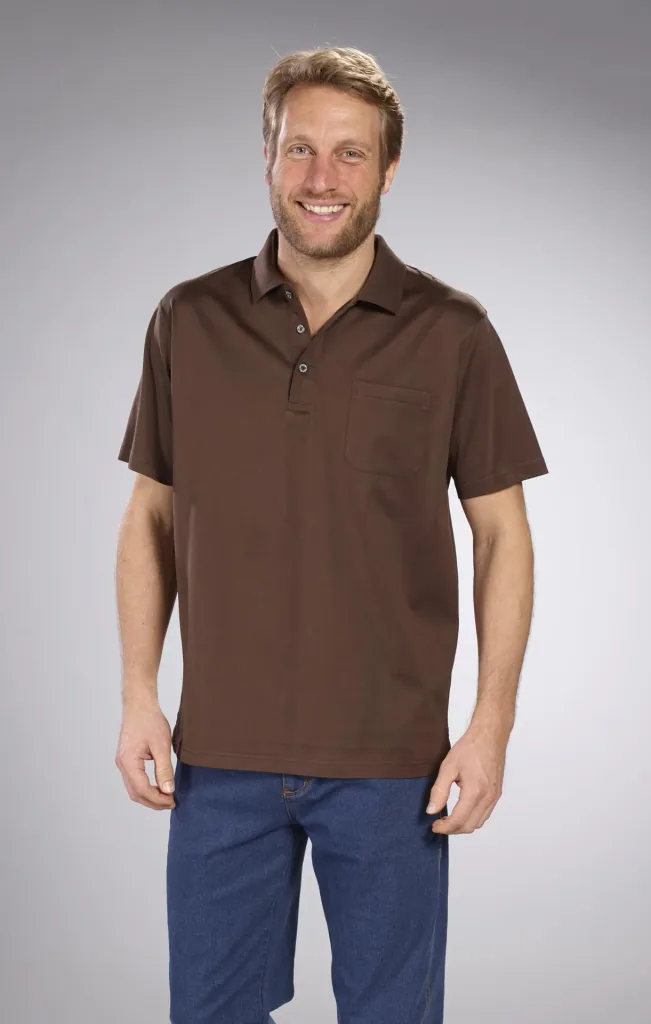 Poloshirt mit Knopfleiste, Farbe khaki, Gr.M