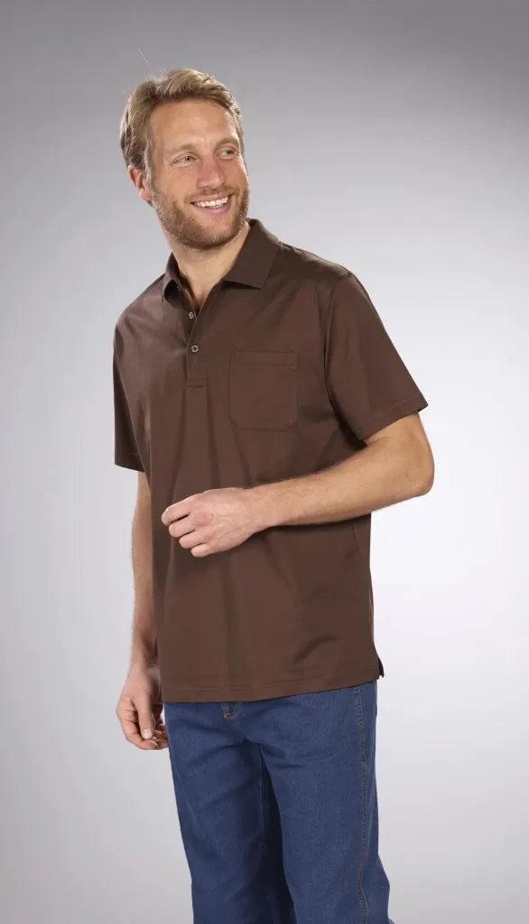Poloshirt mit Knopfleiste, Farbe khaki, Gr.M