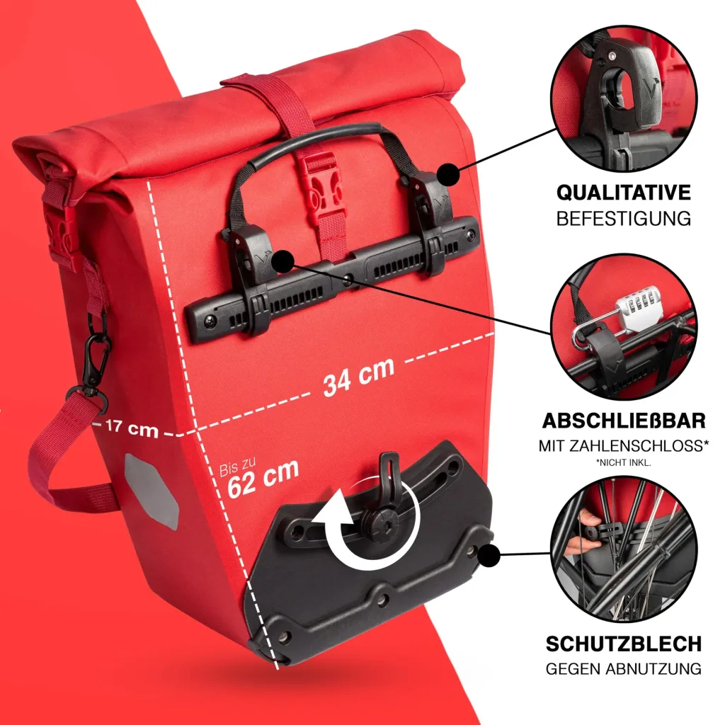 ValkOcean Gepäckträgertasche, Rot