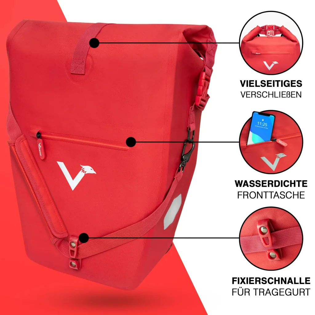 ValkOcean Gepäckträgertasche, Rot