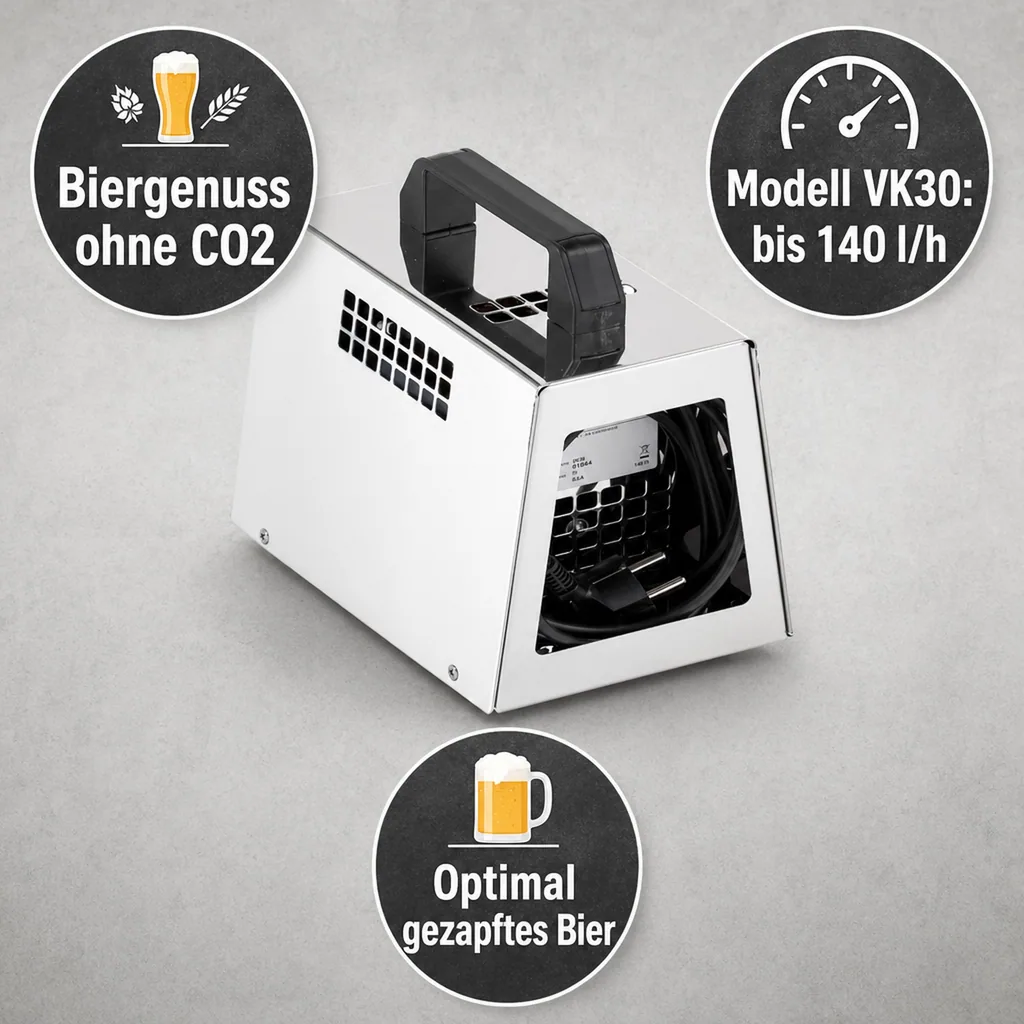 Druckluft Kompressor, Mini Kompressor, Luftkompressor - VK15 / VK30, für Bierzapfen ohne CO2, Model: Mini-Kompressor VK30