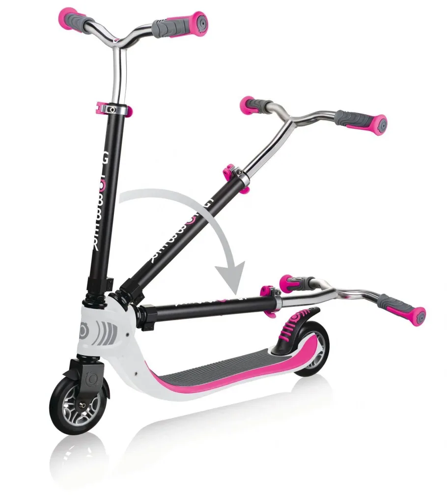 FLOW FOLDABLE 125   Tretroller, 125 mm, ABEC 5, höhenverstellbar, Klappmechanismus, weiß-neon pink