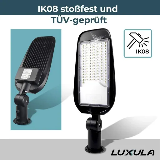 LED-Straßenleuchte 100 W bietet 11700 lm, 5000 K (neutralweiß) & IP65 Schutz