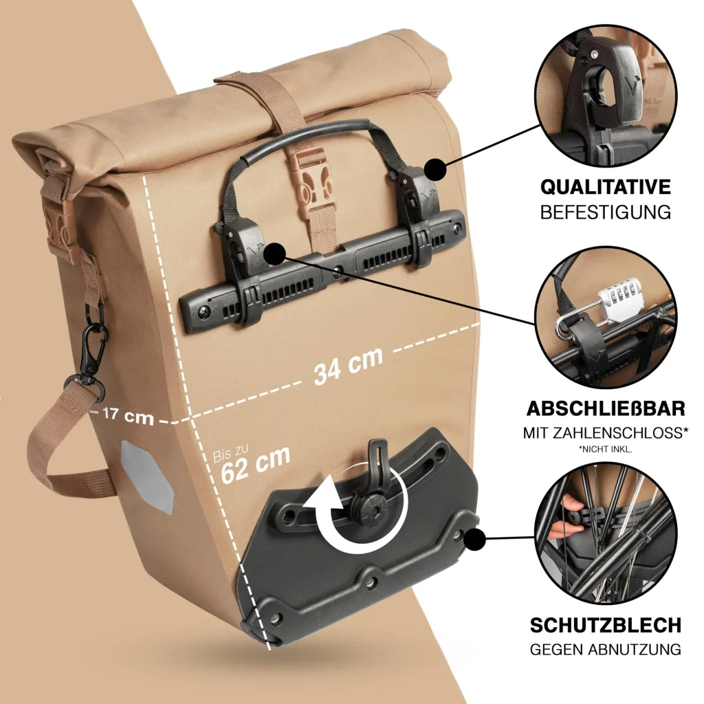 ValkOcean Gepäckträgertasche, Beige