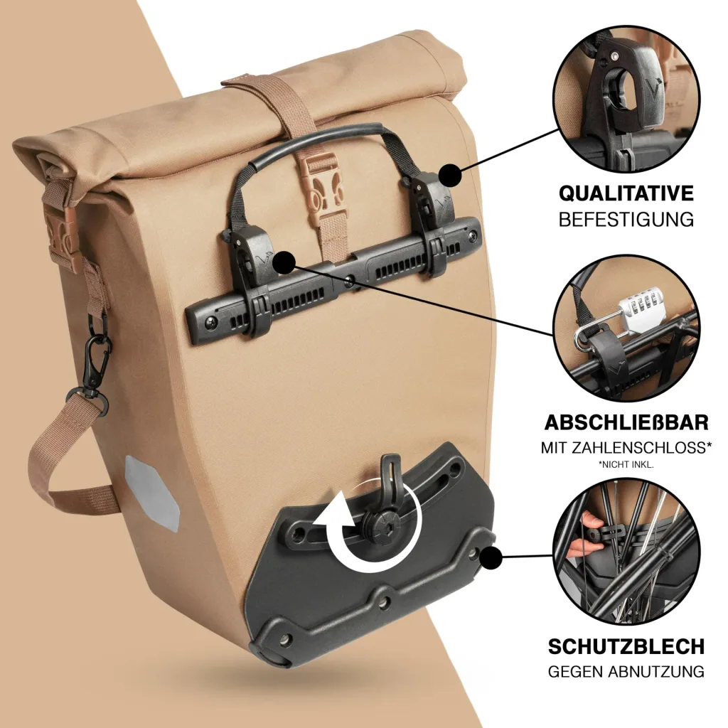 ValkOcean Gepäckträgertasche, Beige