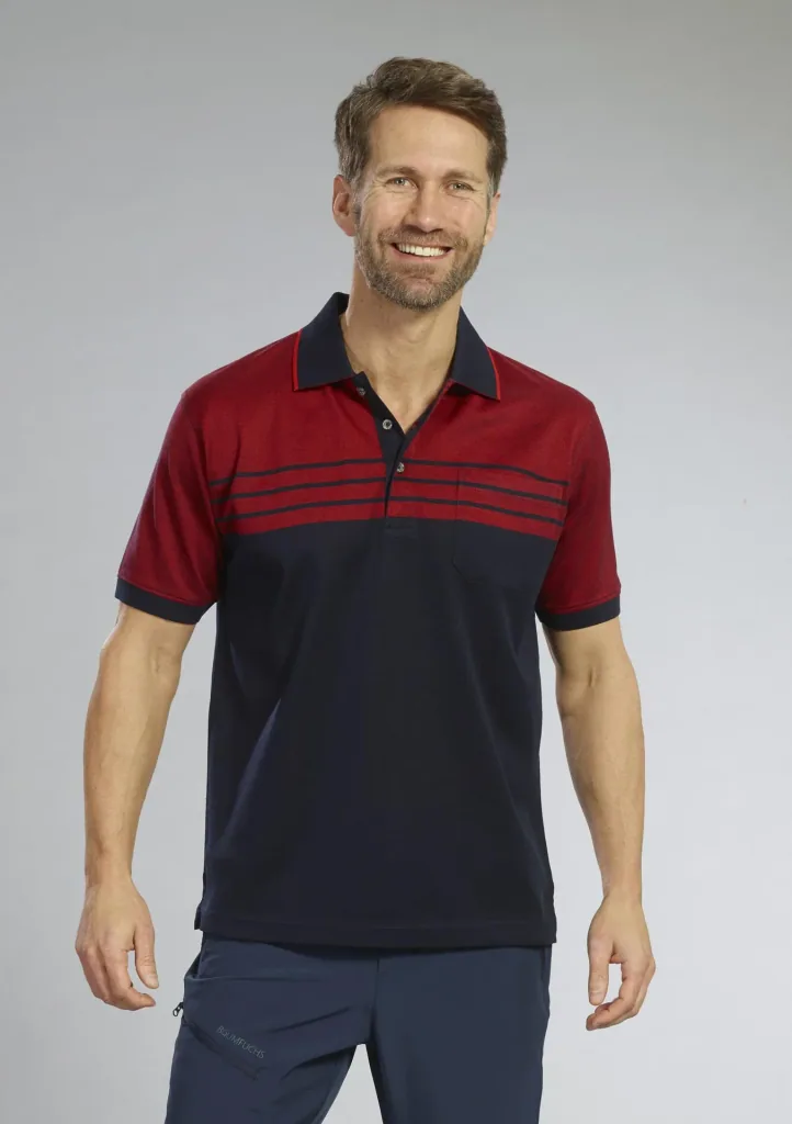 Poloshirt geknöpft, Farbe marine/rot, Gr.3XL