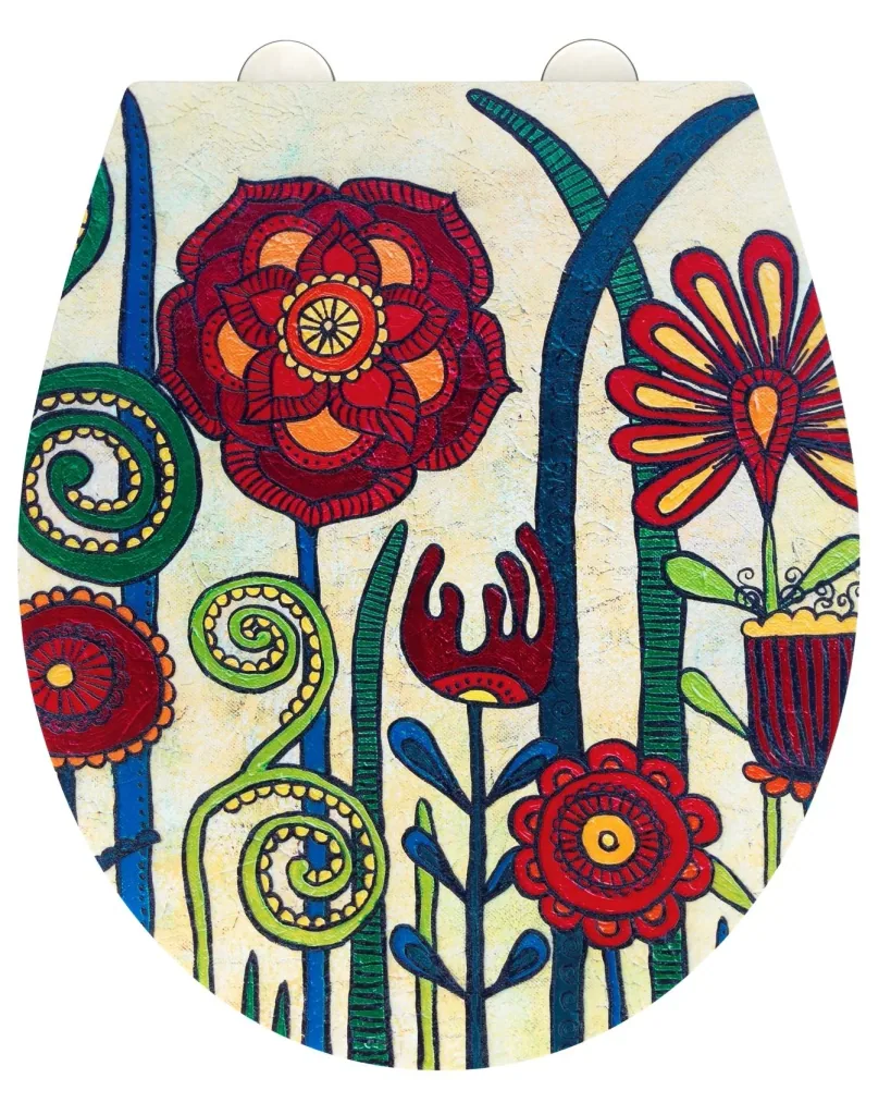 WC-Sitz red Blossom, Rollin'Art Toilettensitz mit Relief Oberfläche und Absenkautomatik