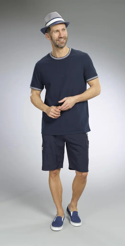 T-Shirt Baumwollpique, Farbe marine, Gr.M