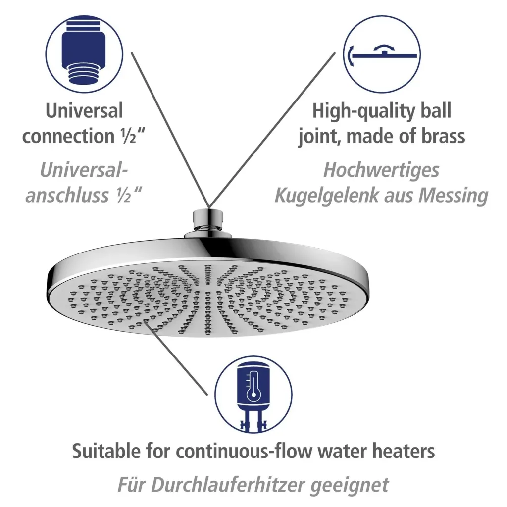 Regenduschkopf Ultimate Shower Chrom/Weiß, Ø 25 cm