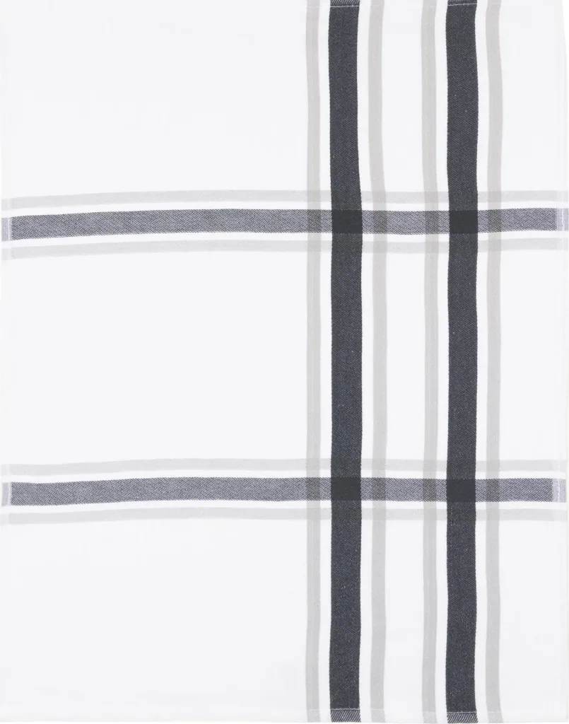 Geschirrtücher, Banderole, Weiß-Beige-Schwarz kariert, 50 x 70 cm, 5er