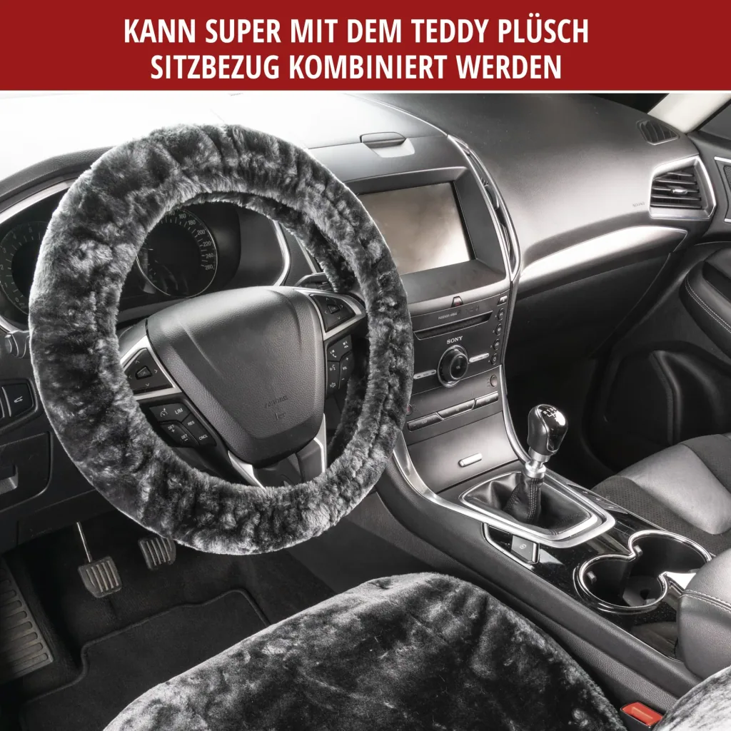 Lenkradbezug "Teddy" aus Kunstfell, Anthrazit