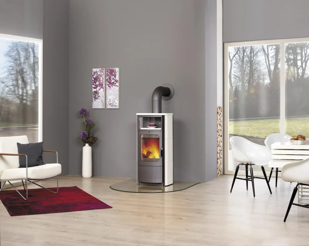 Kaminofen Opera-B (5 kW) creme-weiss, Dauerbrand, Automatik