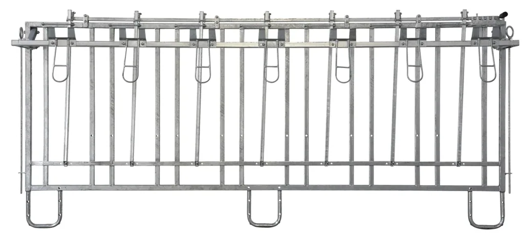 Fanggitter mit 7 Fressplätzen für modulare Zaunaufstallung
