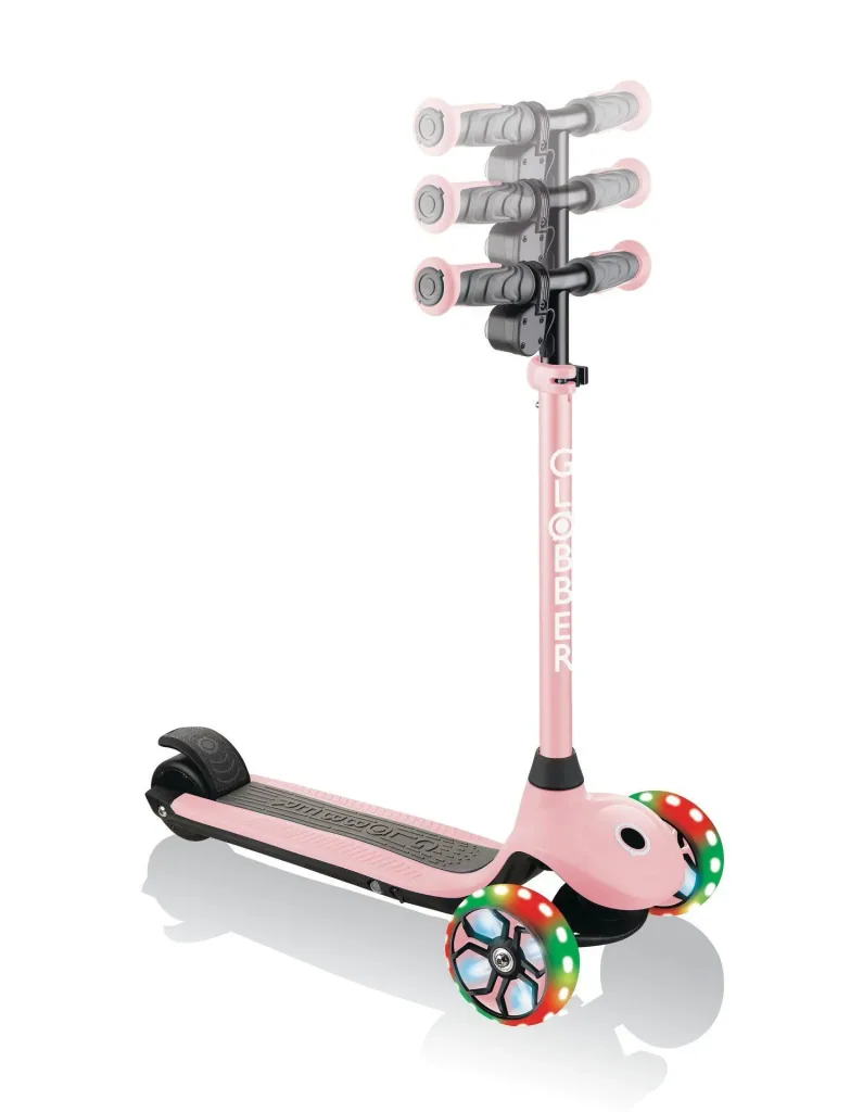 ONE K E-MOTION 4 PLUS   E-Scooter, Lithium-Batterie, 80 W Motor, 125/90 mm, 3-rädrig, LED-Rollen, pastellrosa