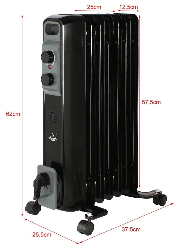 Mobiler Ölradiator, schwarz, 7 Rippen
