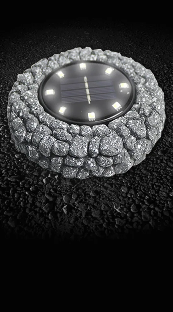 Solar-Bodenstrahler, Stein-Design, Grau, 2er-Set