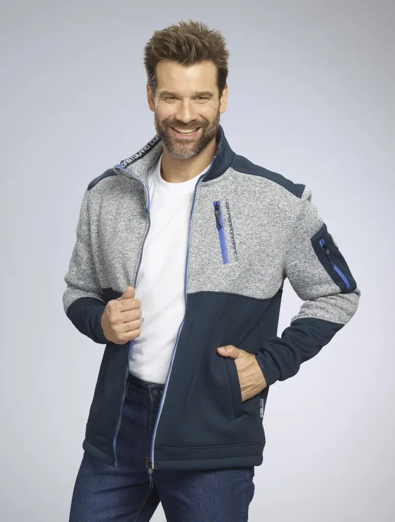 Strick Fleecejacke, Farbe marine/grau, Gr.M