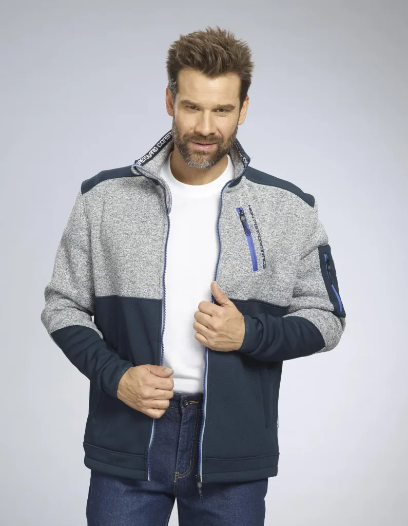 Strick Fleecejacke, Farbe marine/grau, Gr.M