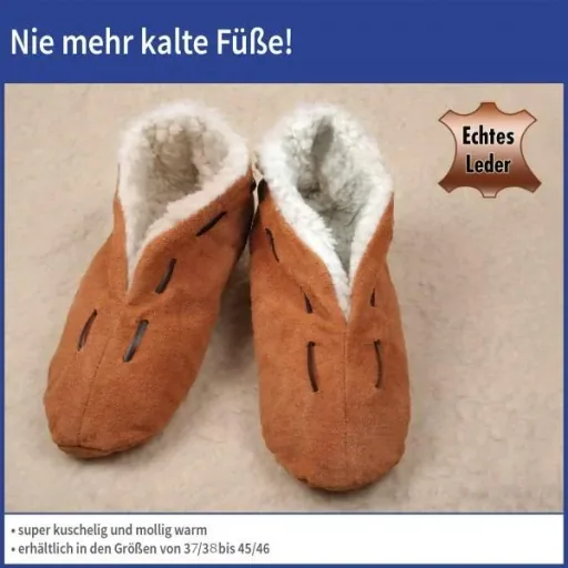 Fellhausschuhe, braun, Größe 43/44