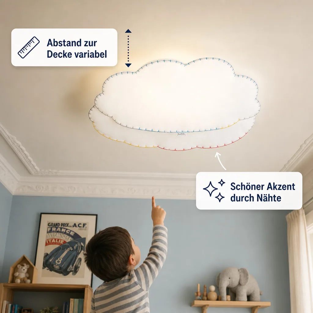 Buokids Deckenlampe Nube gross, Farbe der Naht: blau