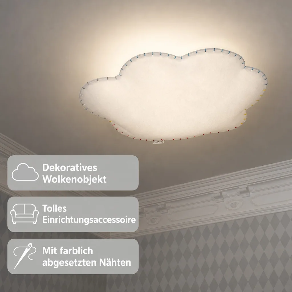 Buokids Deckenlampe Nube gross, Farbe der Naht: blau