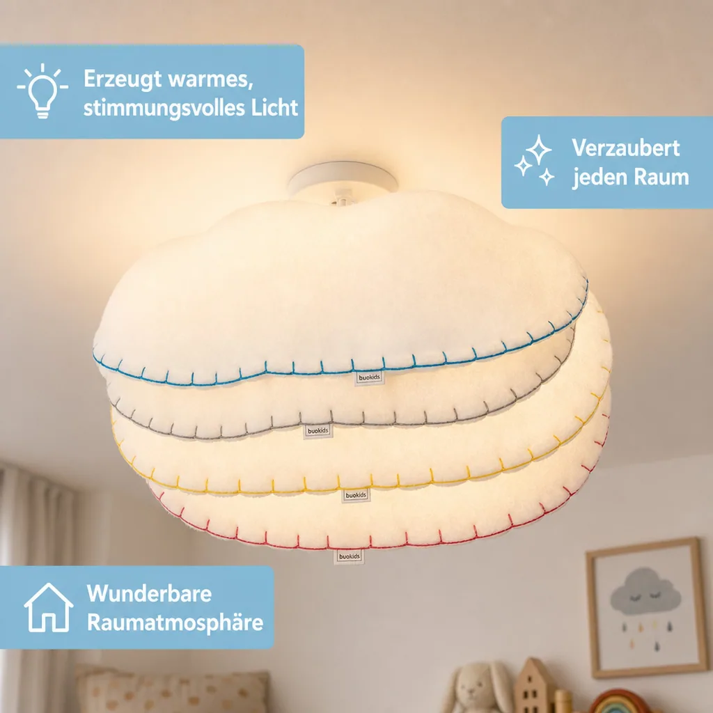 Buokids Deckenlampe Nube gross, Farbe der Naht: blau