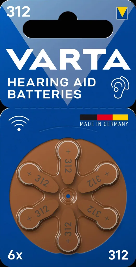 Batterien für Hörgeräte Zink-Luft 312 (PR41), 6er Set - BRAUN