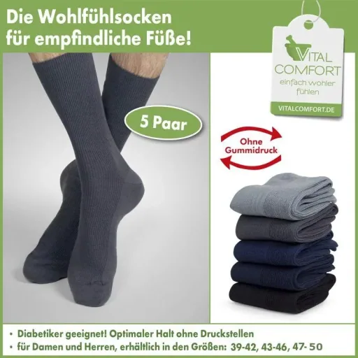 Wohlfühlsocken, dunkel sortiert, Größe 39 - 42, 5er Paar