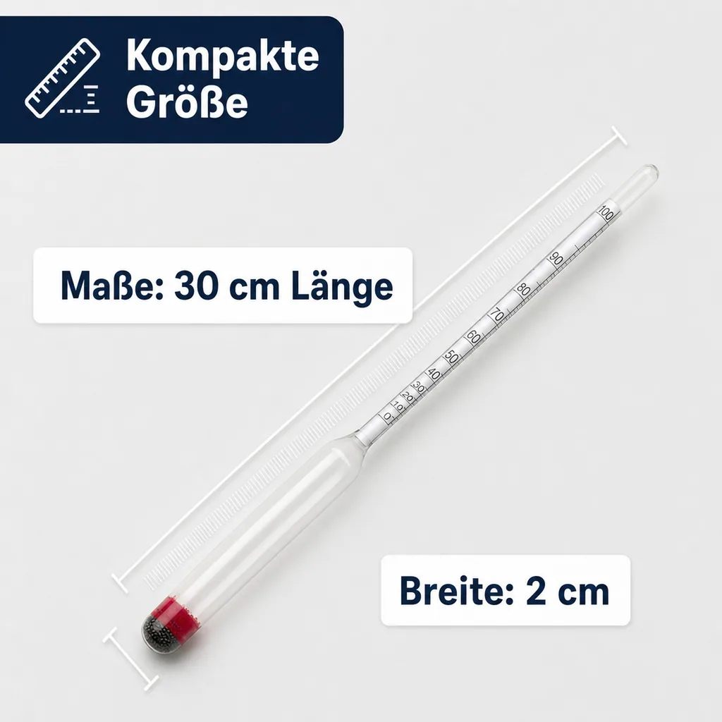 Alkoholmessgerät, Alkoholmeter, Alkoholspindel (0-100%) für Spirituosen