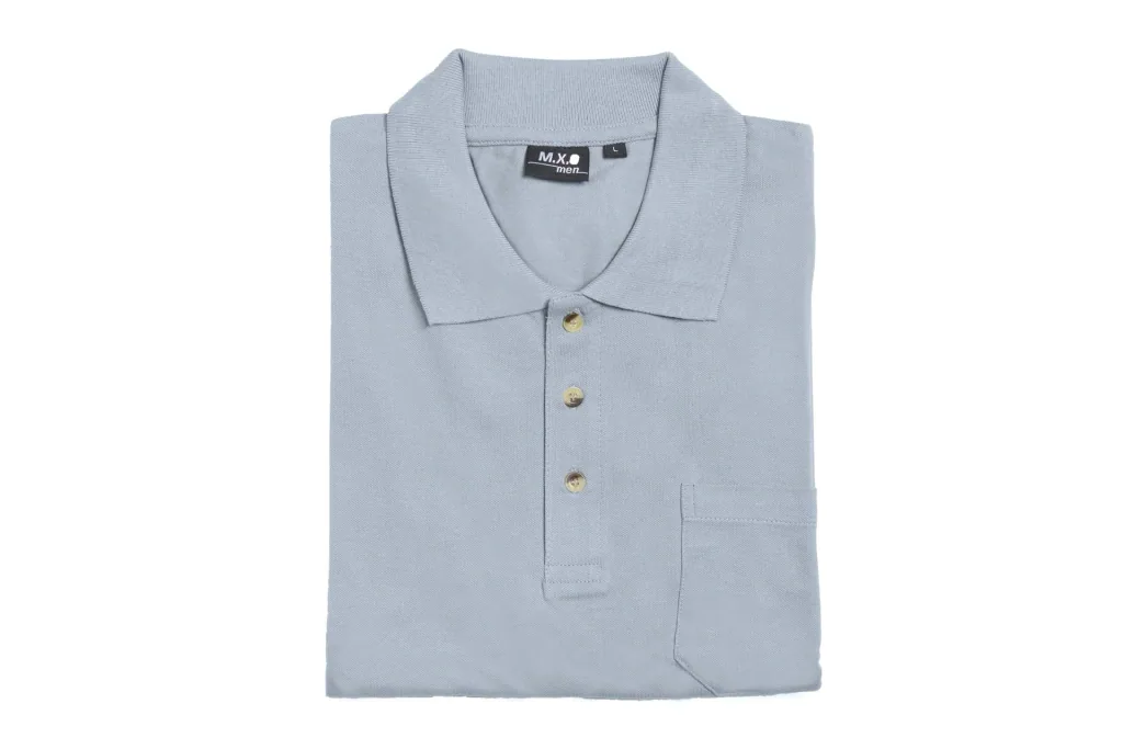 Poloshirt mit Knopfleiste und Brusttasche, Farbe hellblau, Gr.4XL