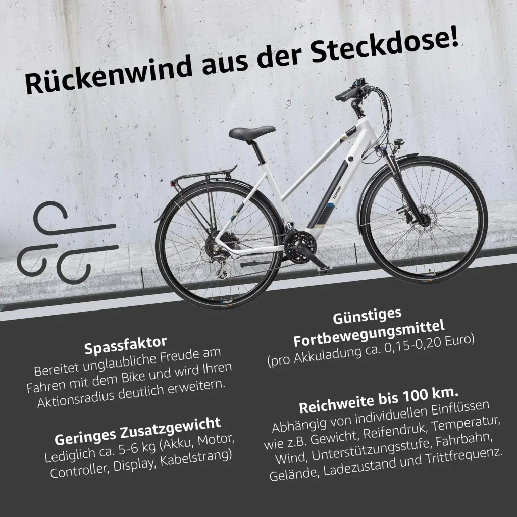 Damen Alu Trekking E-Bike, 28 Zoll, Rahmenhöhe 50 cm, 24-Gang Kettenschaltung, kreide, XC940 Expedition