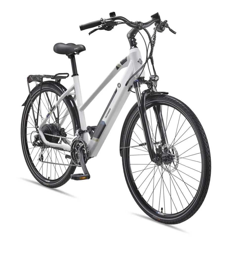 Damen Alu Trekking E-Bike, 28 Zoll, Rahmenhöhe 50 cm, 24-Gang Kettenschaltung, kreide, XC940 Expedition