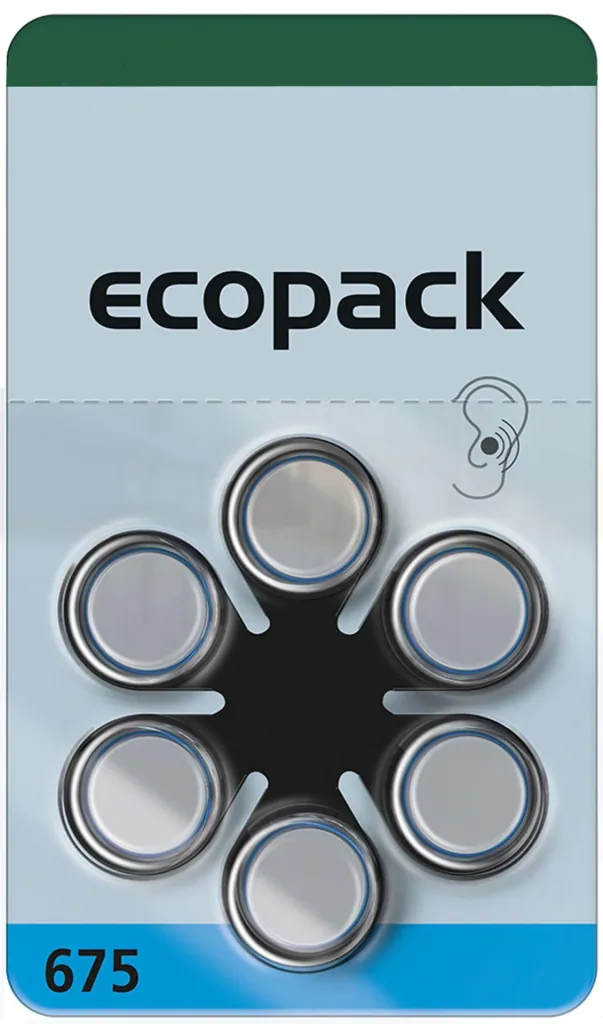 Hörgerätebatterie Ecopack Typ 10 (PR70) GELB - 6 Stück