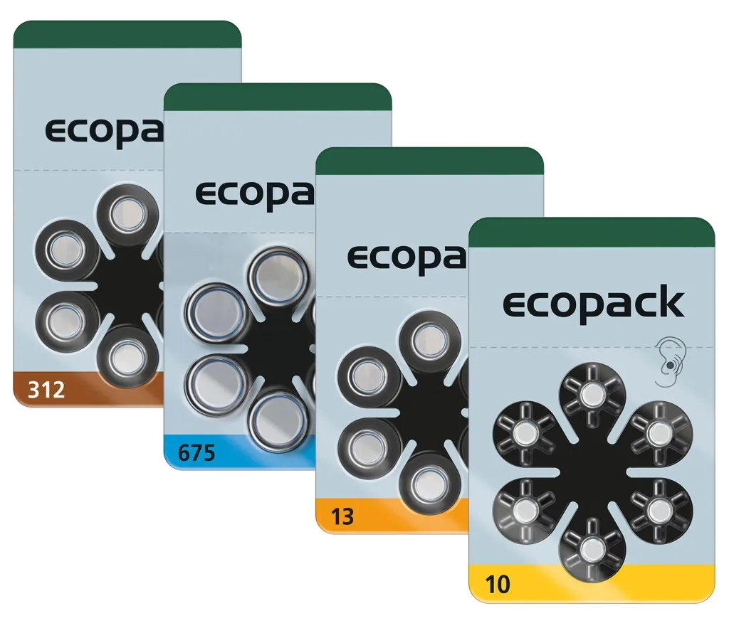 Hörgerätebatterie Ecopack Typ 10 (PR70) GELB - 6 Stück