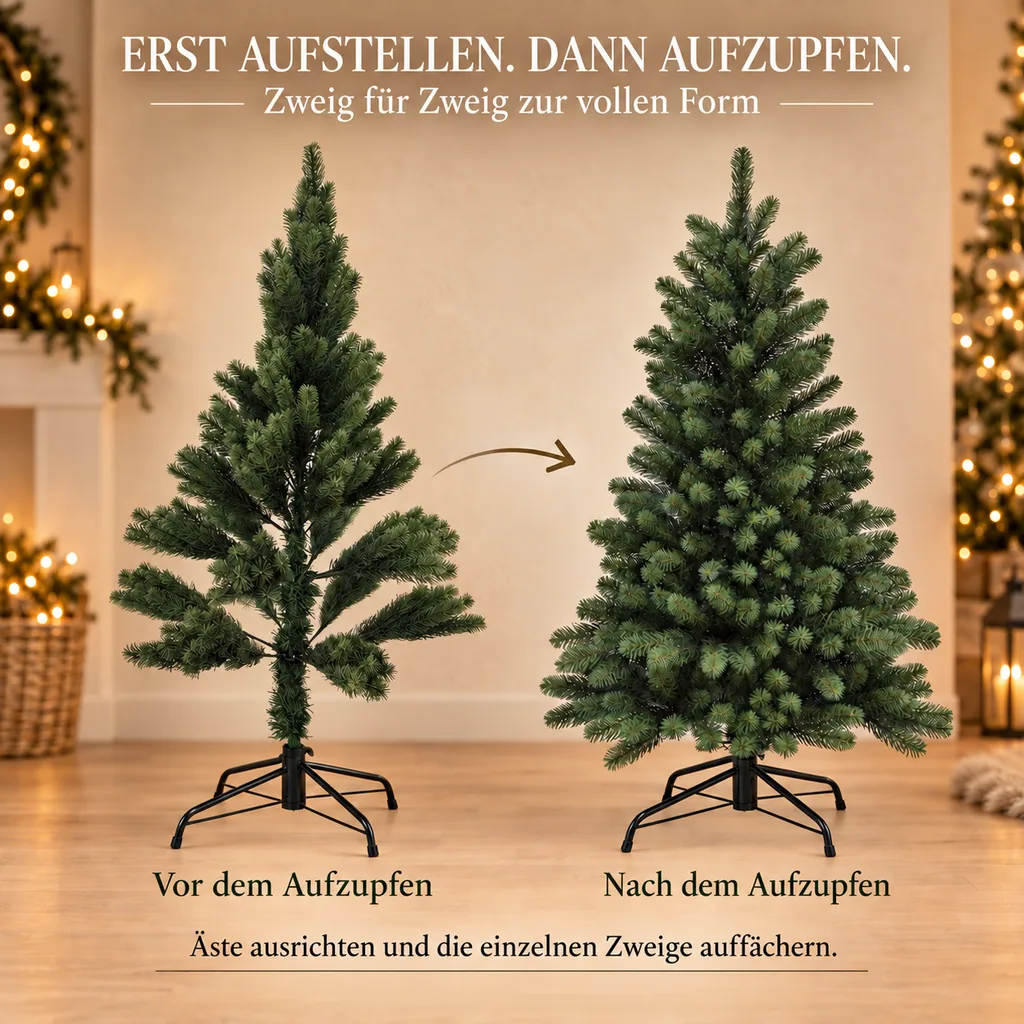 Weihnachtsbaum mit Lichterkette, 312 LEDs, H 210, inkl. Standfuß