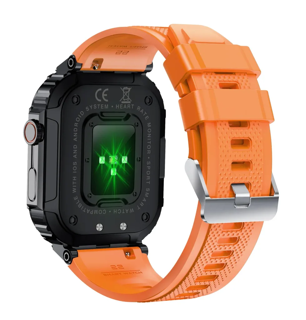 Bluetooth Smartwatch mit Herzfrequenz, Blutdruck und Blutsauerstoffmessung, orange