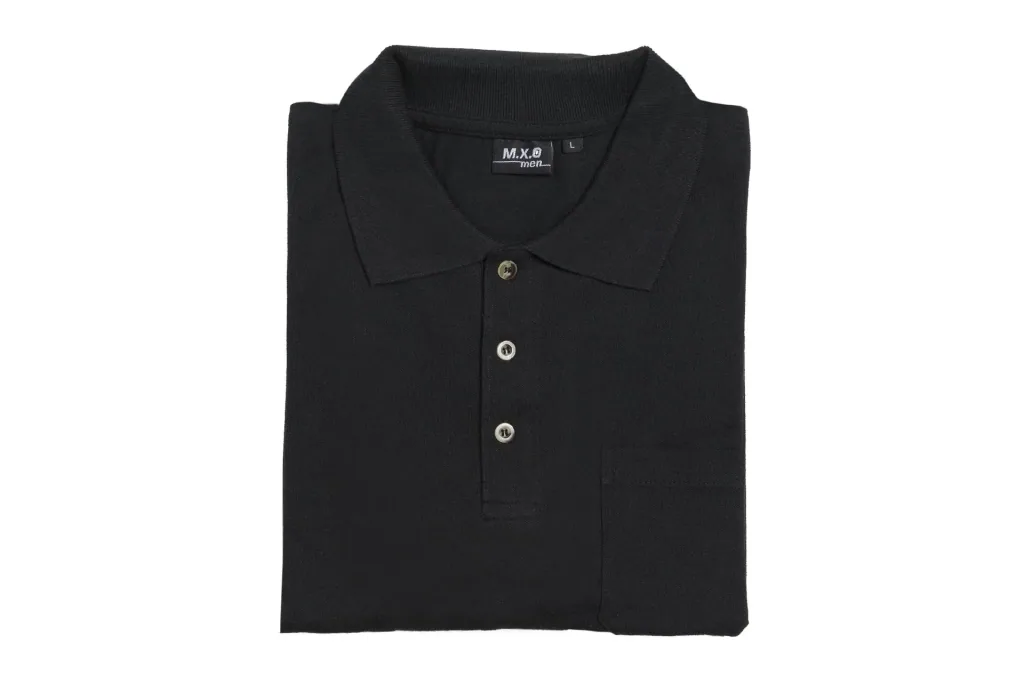 Poloshirt mit Knopfleiste und Brusttasche, Farbe schwarz, Gr.M