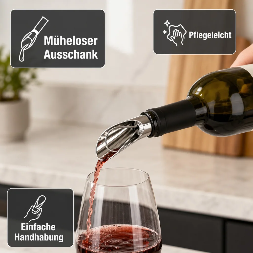 Flaschenverschluss, Flaschenstopfen, Weinstopper - Save & Stop 2-in-1