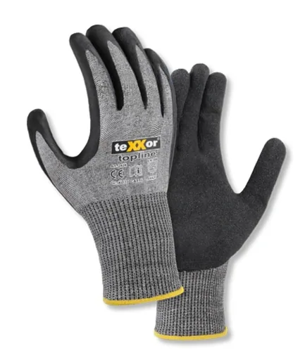 Schnittschutz-Strickhandschuhe besandete Nitrilbeschichtung, 3 Paar, Gr. 8