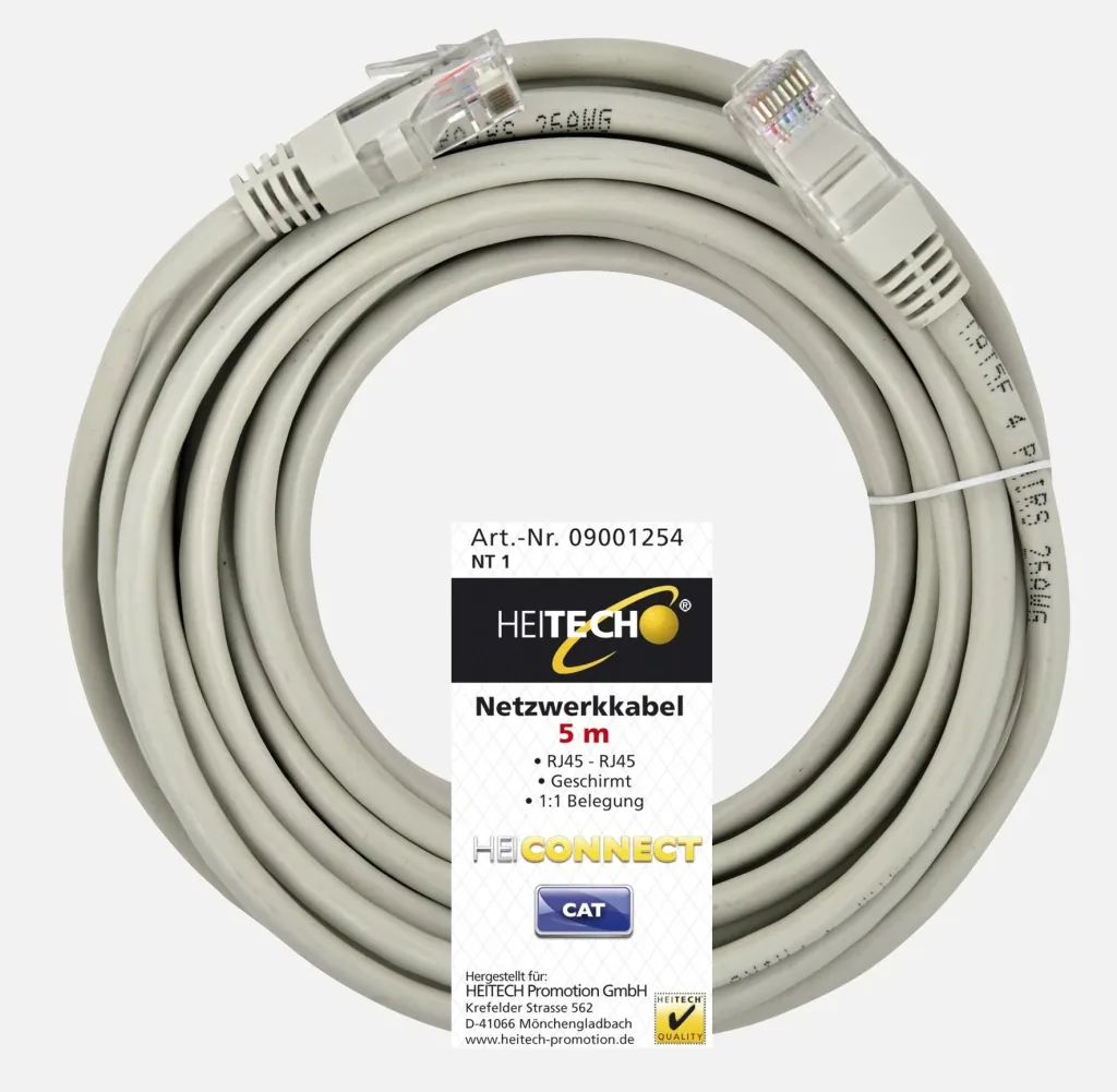 Netzwerkkabel 5m, RJ45-RJ45, geschirmt, 1:1 Belegung