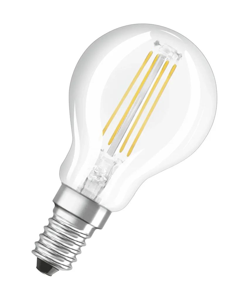 BASE FILAMENT LED Tropfenlampe mit 4 Watt, E14, warmweiß, klar - 3 Stück