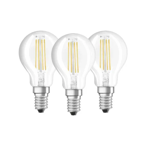 BASE FILAMENT LED Tropfenlampe mit 4 Watt, E14, warmweiß, klar - 3 Stück