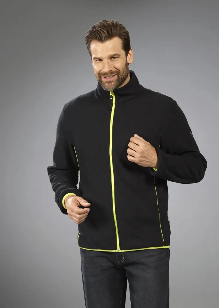Fleecejacke in leichter Qualität, Farbe schwarz/limette, Gr.M